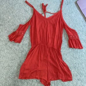 Burgundy Off the Shoulder Romper